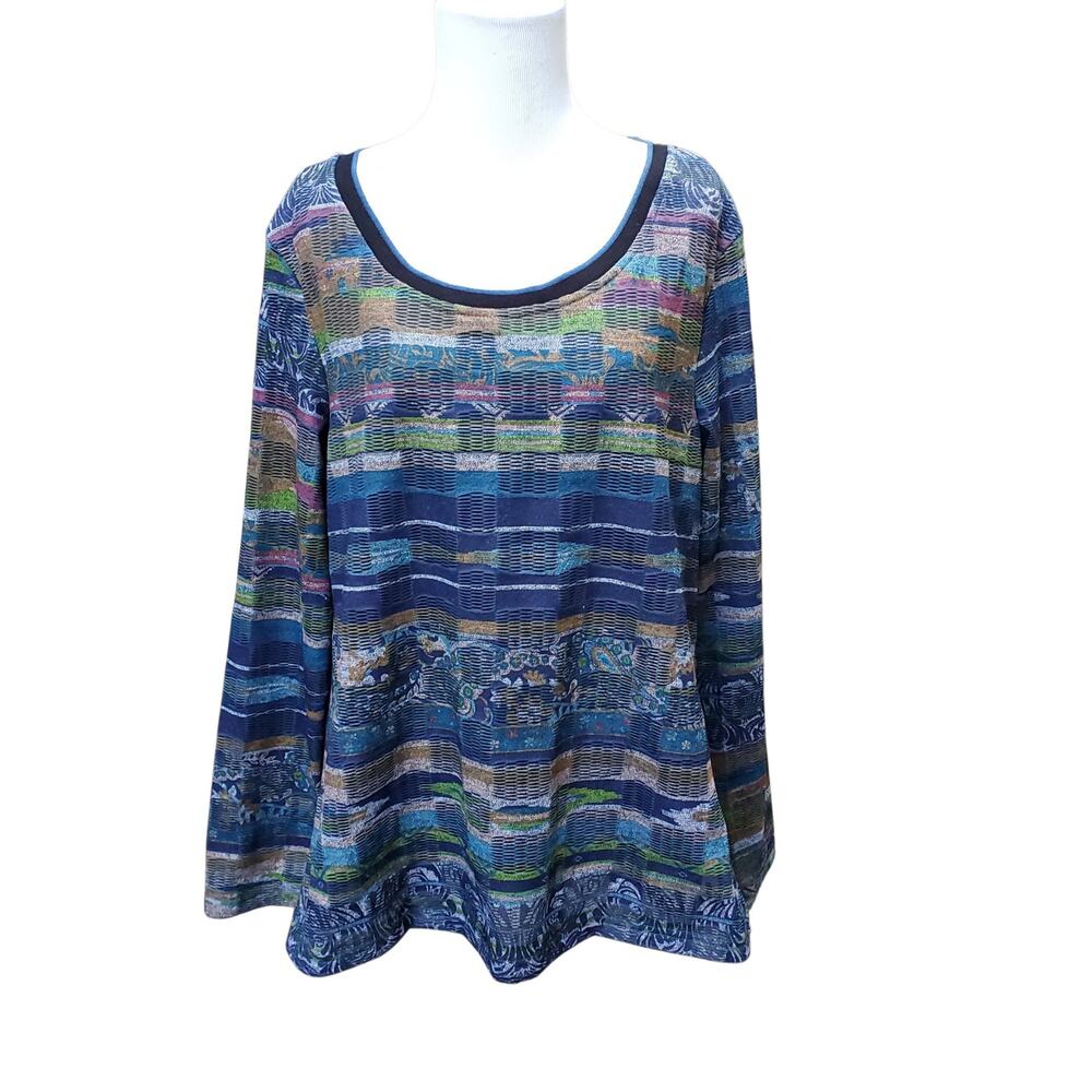 Talk of the Walk Art to Wear Lagenlook Top Boho Chic Modern Maximalist Sz L